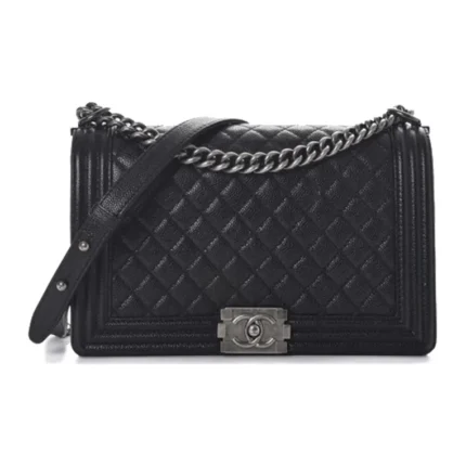 CHANEL Le Boy Bag – Aged Silver-Tone Hardware