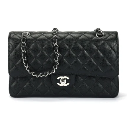 Chanel Classic Flap Medium (25cm) – Black Caviar Leather with Silver-Tone Metal